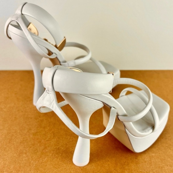 NEW CULT GAIA BEIGE LEATHER PLATFORM SANDALS - Picture 5 of 14